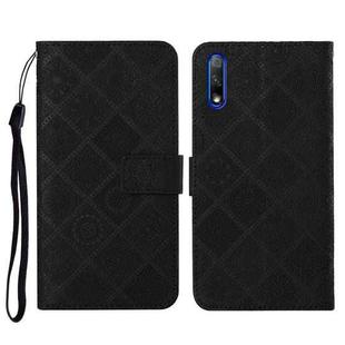 For Huawei Honor 9X / 9X Pro Ethnic Style Embossed Pattern Horizontal Flip Leather Case with Holder & Card Slots & Wallet & Lanyard(Black)