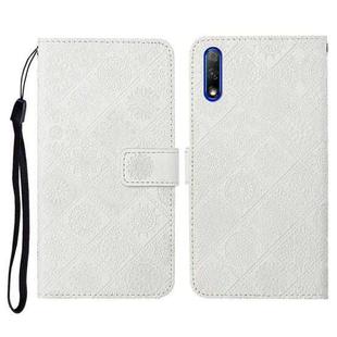 For Huawei Honor 9X / 9X Pro Ethnic Style Embossed Pattern Horizontal Flip Leather Case with Holder & Card Slots & Wallet & Lanyard(White)