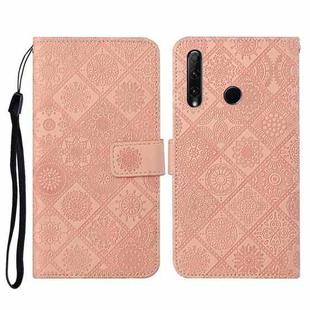 Huawei Honor 20 lite / 10i Ethnic Style Embossed Pattern Horizontal Flip Leather Case with Holder & Card Slots & Wallet & Lanyard(Pink)