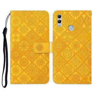 For Huawei P smart 2019 / Honor 10 Lite Ethnic Style Embossed Pattern Horizontal Flip Leather Case with Holder & Card Slots & Wallet & Lanyard(Yellow)