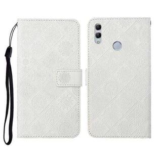 For Huawei P smart 2019 / Honor 10 Lite Ethnic Style Embossed Pattern Horizontal Flip Leather Case with Holder & Card Slots & Wallet & Lanyard(White)