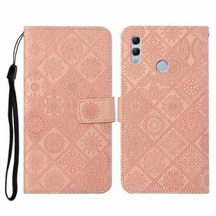 For Huawei Honor 8X Ethnic Style Embossed Pattern Horizontal Flip Leather Case with Holder & Card Slots & Wallet & Lanyard(Pink)