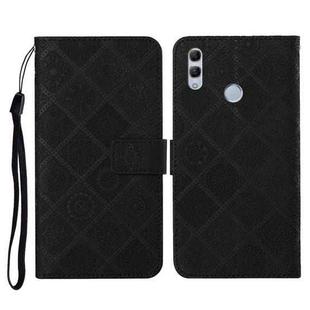 For Huawei Honor 8X Ethnic Style Embossed Pattern Horizontal Flip Leather Case with Holder & Card Slots & Wallet & Lanyard(Black)