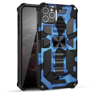 For iPhone 12 / 12 Pro Camouflage Armor Shockproof TPU + PC Magnetic Protective Case with Holder(Dark Blue)