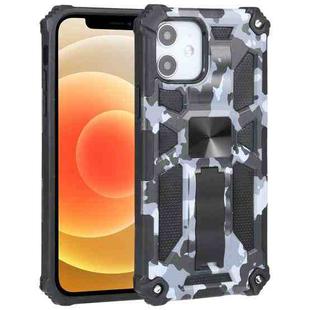 For iPhone 12 / 12 Pro Camouflage Armor Shockproof TPU + PC Magnetic Protective Case with Holder (Grey)