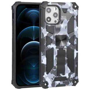 For iPhone 12 Pro Max Camouflage Armor Shockproof TPU + PC Magnetic Protective Case with Holder (Grey)