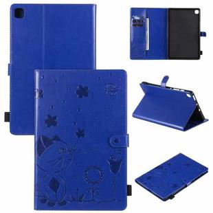 For Samsung Galaxy S6 Lite P610 Cat Bee Embossing Pattern Shockproof Table PC Protective Horizontal Flip Leather Case with Holder & Card Slots & Wallet & Pen Slot & Wake-up / Sleep Function(Blue)