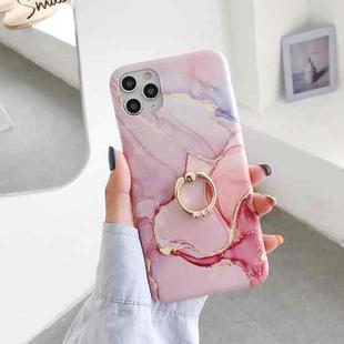 For iPhone 11 Frosted IMD Series TPU Protective Case with Ring Holder (Pink)