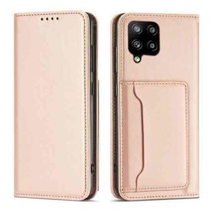 For Samsung Galaxy A42 5G Strong Magnetism Liquid Feel Horizontal Flip Leather Case with Holder & Card Slots & Wallet(Rose Gold)