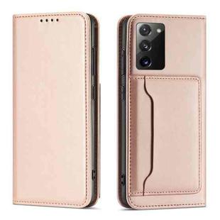 For Samsung Galaxy S20 FE Strong Magnetism Liquid Feel Horizontal Flip Leather Case with Holder & Card Slots & Wallet(Rose Gold)