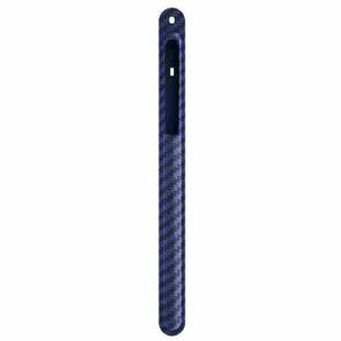 TPU Carbon Fiber Pattern Capacitor Stylus Pen Protective Case with Hook For Apple Pencil 2(Blue)