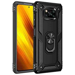 For Xiaomi Poco X3 NFC Shockproof TPU + PC Protective Case with 360 Degree Rotating Holder(Black)