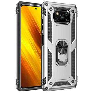 For Xiaomi Poco X3 NFC Shockproof TPU + PC Protective Case with 360 Degree Rotating Holder(Silver)
