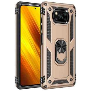 For Xiaomi Poco X3 NFC Shockproof TPU + PC Protective Case with 360 Degree Rotating Holder(Gold)