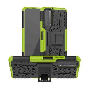 For Huawei P Smart(2021)/Y7a Tire Texture Shockproof TPU+PC Protective Case with Holder(Green)