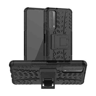For Huawei P Smart(2021)/Y7a Tire Texture Shockproof TPU+PC Protective Case with Holder(Black)