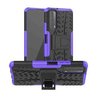 For Huawei P Smart(2021)/Y7a Tire Texture Shockproof TPU+PC Protective Case with Holder(Purple)