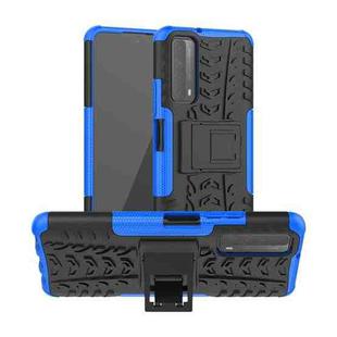 For Huawei P Smart(2021)/Y7a Tire Texture Shockproof TPU+PC Protective Case with Holder(Blue)