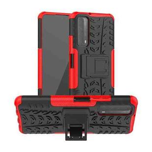 For Huawei P Smart(2021)/Y7a Tire Texture Shockproof TPU+PC Protective Case with Holder(Red)