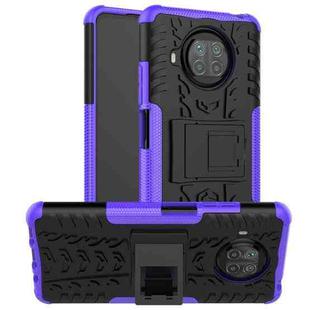 For Xiaomi Mi 10T Lite 5G Tire Texture Shockproof TPU+PC Protective Case with Holder(Purple)