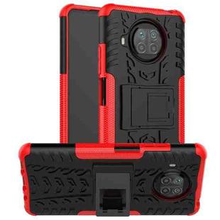 For Xiaomi Mi 10T Lite 5G Tire Texture Shockproof TPU+PC Protective Case with Holder(Red)