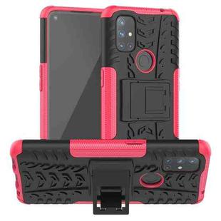 For OnePlus Nord N10 5G Tire Texture Shockproof TPU+PC Protective Case with Holder(Pink)