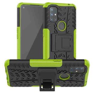 For OnePlus Nord N10 5G Tire Texture Shockproof TPU+PC Protective Case with Holder(Green)