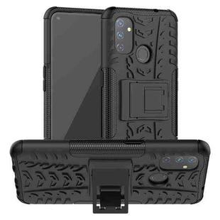 For OnePlus Nord N100 Tire Texture Shockproof TPU+PC Protective Case with Holder(Black)