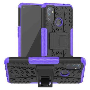 For OnePlus Nord N100 Tire Texture Shockproof TPU+PC Protective Case with Holder(Purple)
