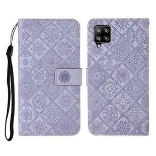 For Samsung Galaxy A12 Ethnic Style Embossed Pattern Horizontal Flip Leather Case with Holder & Card Slots & Wallet & Lanyard(Purple)