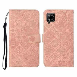 For Samsung Galaxy A42 5G Ethnic Style Embossed Pattern Horizontal Flip Leather Case with Holder & Card Slots & Wallet & Lanyard(Pink)