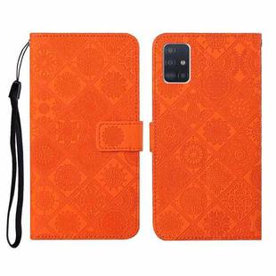 For Samsung Galaxy A51 Ethnic Style Embossed Pattern Horizontal Flip Leather Case with Holder & Card Slots & Wallet & Lanyard(Orange)