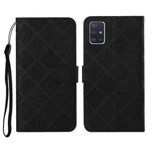 For Samsung Galaxy A71 Ethnic Style Embossed Pattern Horizontal Flip Leather Case with Holder & Card Slots & Wallet & Lanyard(Black)