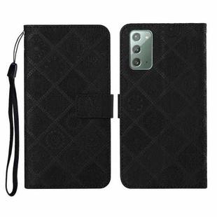 For Samsung Galaxy Note20 Ethnic Style Embossed Pattern Horizontal Flip Leather Case with Holder & Card Slots & Wallet & Lanyard(Black)