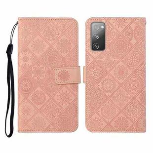 For Samsung Galaxy S20 FE Ethnic Style Embossed Pattern Horizontal Flip Leather Case with Holder & Card Slots & Wallet & Lanyard(Pink)