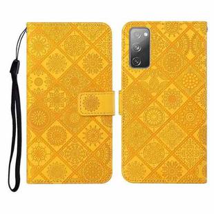 For Samsung Galaxy S20 FE Ethnic Style Embossed Pattern Horizontal Flip Leather Case with Holder & Card Slots & Wallet & Lanyard(Yellow)
