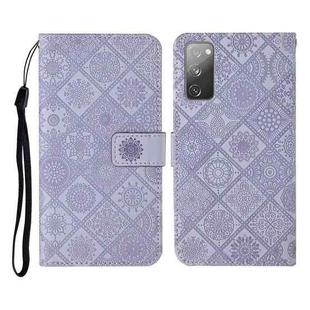 For Samsung Galaxy S20 FE Ethnic Style Embossed Pattern Horizontal Flip Leather Case with Holder & Card Slots & Wallet & Lanyard(Purple)