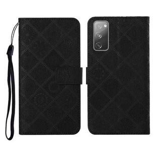 For Samsung Galaxy S20 FE Ethnic Style Embossed Pattern Horizontal Flip Leather Case with Holder & Card Slots & Wallet & Lanyard(Black)
