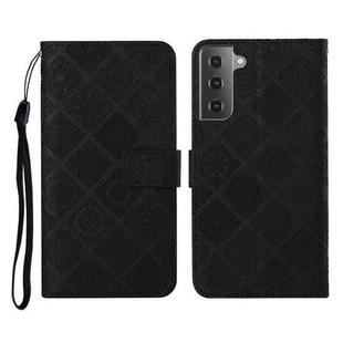 For Samsung Galaxy Galaxy S21 5G Ethnic Style Embossed Pattern Horizontal Flip Leather Case with Holder & Card Slots & Wallet & Lanyard(Black)