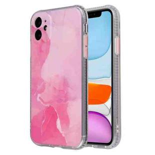 For iPhone 11 Coloured Glaze Marble TPU + PC Protective Case (Pink)