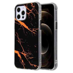 For iPhone 12 / 12 Pro Coloured Glaze Marble TPU + PC Protective Case(Black)