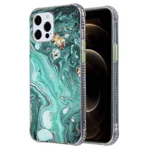 For iPhone 12 / 12 Pro Coloured Glaze Marble TPU + PC Protective Case(Green)