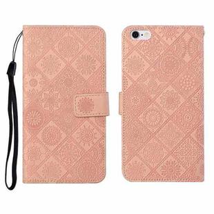 Ethnic Style Embossed Pattern Horizontal Flip Leather Case with Holder & Card Slots & Wallet & Lanyard For iPhone 6(Pink)