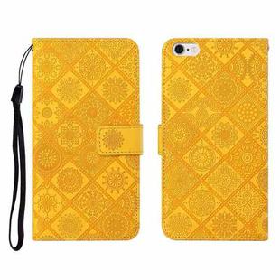 Ethnic Style Embossed Pattern Horizontal Flip Leather Case with Holder & Card Slots & Wallet & Lanyard For iPhone 6(Yellow)