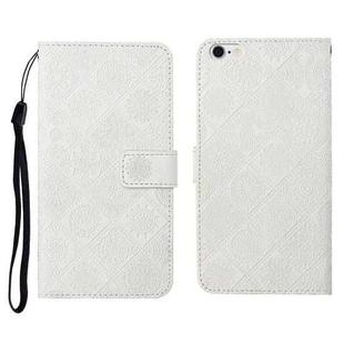 Ethnic Style Embossed Pattern Horizontal Flip Leather Case with Holder & Card Slots & Wallet & Lanyard For iPhone 6(White)