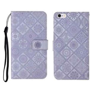 Ethnic Style Embossed Pattern Horizontal Flip Leather Case with Holder & Card Slots & Wallet & Lanyard For iPhone 6 Plus(Purple)