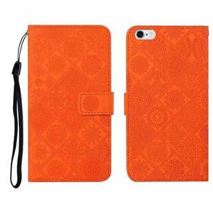 Ethnic Style Embossed Pattern Horizontal Flip Leather Case with Holder & Card Slots & Wallet & Lanyard For iPhone 6 Plus(Orange)