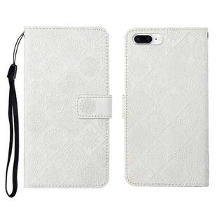 Ethnic Style Embossed Pattern Horizontal Flip Leather Case with Holder & Card Slots & Wallet & Lanyard For iPhone 8 Plus / 7 Plus(White)