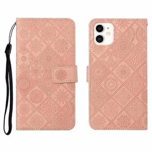 For iPhone 11 Ethnic Style Embossed Pattern Horizontal Flip Leather Case with Holder & Card Slots & Wallet & Lanyard (Pink)