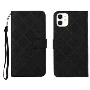 For iPhone 11 Ethnic Style Embossed Pattern Horizontal Flip Leather Case with Holder & Card Slots & Wallet & Lanyard (Black)
